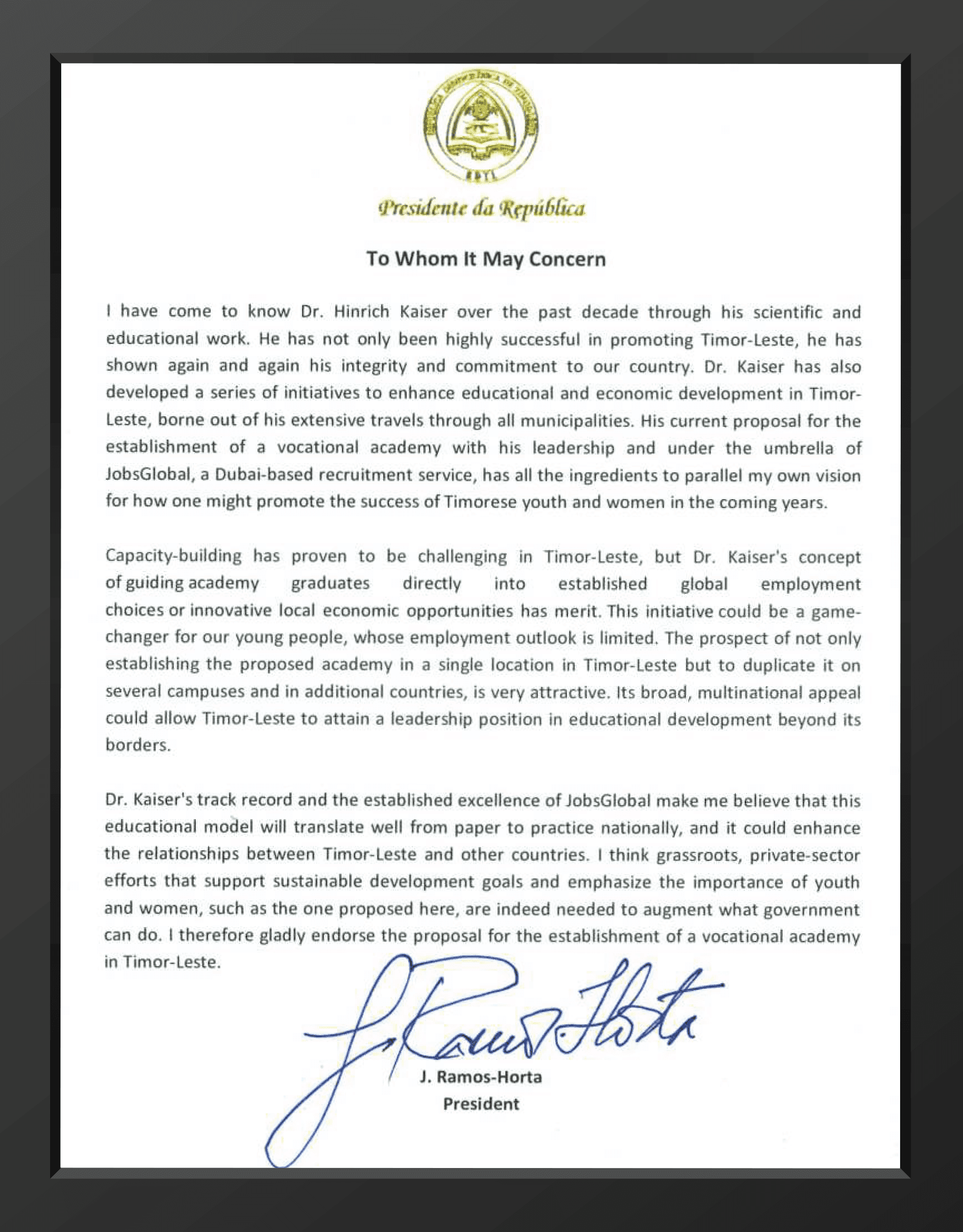 Endorsed by Renowned World Leaders